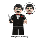 Load image into Gallery viewer, Billy Jigsaw's Puppet Saw movie custom brick minifigure for terrifying displays.