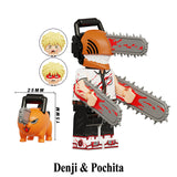 Load image into Gallery viewer, Denji and Pochita Chainsaw Man LEGO-compatible minifigure custom anime brick toy