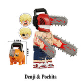 Load image into Gallery viewer, Denji and Pochita Chainsaw Man LEGO-compatible minifigure custom anime brick toy