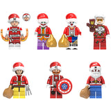 Load image into Gallery viewer, Christmas Superhero minifigure set Santa Iron Man, Holiday Spider-Man, Joker LEGO-compatible building block toys | 7-piece holiday set