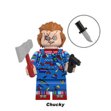 Load image into Gallery viewer, Chucky Charles Lee Ray slasher doll custom brick minifigure for Halloween dioramas.