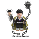 Load image into Gallery viewer, Gyomei Himejima Stone Breathing custom brick minifigure from Demon Slayer, with a chained axe and spiked flail.