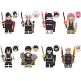Load image into Gallery viewer, LEGO-compatible Demon Slayer custom minifigure set showing six Hashira alongside Genya and Kanao.