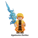 Load image into Gallery viewer, Zenitsu Agatsuma Thunder Breathing custom brick minifigure from Demon Slayer, with a yellow haori and blue lightning effects.