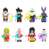 Load image into Gallery viewer, LEGO-compatible Dragon Ball custom minifigure set showing Super Saiyan 4 Goku, Broly, Beerus and other fighters.
