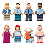 Load image into Gallery viewer, Peter Griffin, Lois Griffin, Stewie Griffin, Brian Griffin (Talking Dog), Chris Griffin, Meg Griffin, Glenn Quagmire, Cleveland Brown, and Joe Swanson Family Guy LEGO-compatible minifigure | custom brick minifigures