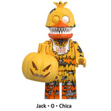 Load image into Gallery viewer, Jack-o-chica Fnaf LEGO-compatible minifigure | custom brick toy figure