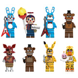 Load image into Gallery viewer, Balloon Boy, Classic Bonnie, Springtrap, Spring Chica, Toy Bonnie, Toy Freddy, Withered Foxy, and Withered Freddy Five Nights at Freddy's Series 14 LEGO-compatible minifigure set | custom brick figures
