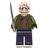 Load image into Gallery viewer, Jason Voorhees custom brick minifigure from the Horror Movie Series 1 collection for Halloween builds.