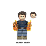 Load image into Gallery viewer, Human Torch Johnny Storm Fantastic Four LEGO-compatible minifigure | custom brick minifigures