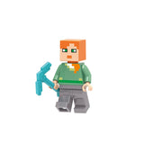Load image into Gallery viewer, Alex (Known As Alex) - Custom Minecraft minifigure with iconic orange hair and green tunic, compatible with major brick brands.