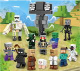 Load image into Gallery viewer, Minecraft custom brick figures arranged on a game-style landscape, including Wither, Iron Golem, Wither Skeleton, Steve and a Zombie.
