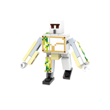 Load image into Gallery viewer, Iron Golem custom brick minifigure from Minecraft, with a white block body, vine markings and long articulated arms.
