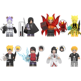 Load image into Gallery viewer, LEGO-compatible Naruto custom minifigure set showing Naruto variants, Boruto, Sasuke and other characters with accessories.