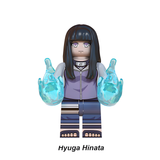 Load image into Gallery viewer, Hinata Hyuga custom brick minifigure from Naruto, with long dark hair, lavender clothing and blue hand effects.