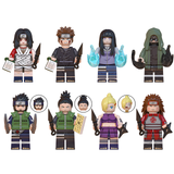 Load image into Gallery viewer, LEGO-compatible Naruto custom minifigure set featuring Shino, Hinata, Kiba, Kurenai, Shikamaru, Choji, Ino and Asuma.