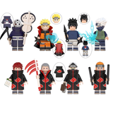 Load image into Gallery viewer, LEGO-compatible Naruto custom minifigure set featuring Sage Mode Naruto, Sasuke, Kakashi, Obito, Pain, Hidan, Kakuzu and Sasori.