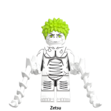 Load image into Gallery viewer, White Zetsu custom brick minifigure from Naruto Shippuden, with green hair, a white body and extended arm accessories.