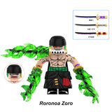 Load image into Gallery viewer, Roronoa Zoro dual green effect One Piece Set 4 LEGO-compatible minifigure