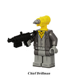 Load image into Gallery viewer, Chief Drillman Skibidi Toilet Multiverse LEGO-compatible minifigure | custom brick minifigures