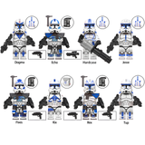 Load image into Gallery viewer, LEGO-compatible Star Wars 501st Legion custom minifigure set showing eight blue-and-white clone troopers, including Captain Rex, Fives and Echo.