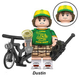 Load image into Gallery viewer, Dustin Henderson (Known As Dustin) Stranger Things LEGO-compatible minifigure with bike