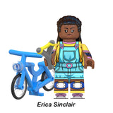 Load image into Gallery viewer, Erica Sinclair (Known As Erica) Stranger Things LEGO-compatible minifigure with bike