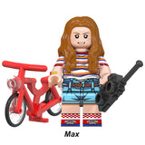 Load image into Gallery viewer, Maxine Mayfield (Known As Max) Stranger Things LEGO-compatible minifigure with bike