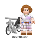 Load image into Gallery viewer, Nancy Wheeler (Known As Nancy) Stranger Things LEGO-compatible minifigure with bike