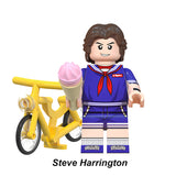 Load image into Gallery viewer, Steve Harrington (Known As Steve) Stranger Things LEGO-compatible minifigure with bike