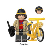Load image into Gallery viewer, Dustin Henderson (Known As Dustin) Stranger Things LEGO-compatible minifigure with bike